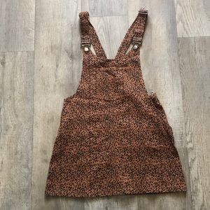 Leopard Print Denim Overall Dress